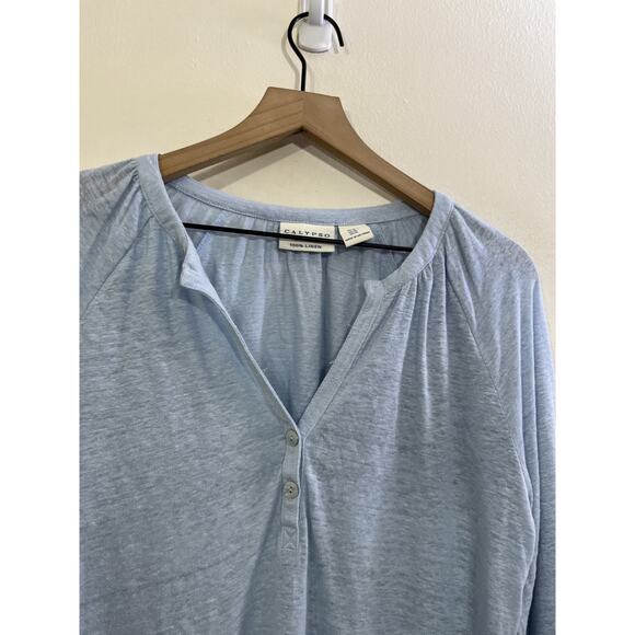 Calypso St. Barth Linen Tunic M Casual Resort Minimalist Peasant Quite Luxury - Picture 7 of 14